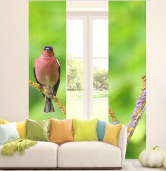 Der Stille Flächenvorhang 2teilige mit tollem Vogelmotiv - Singvogel Landhausstil